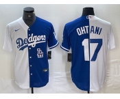 Men's Los Angeles Dodgers #17 Shohei Ohtani White Blue Two Tone Stitched Baseball Jersey