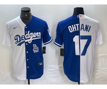 Men's Los Angeles Dodgers #17 Shohei Ohtani White Blue Two Tone Stitched Baseball Jersey