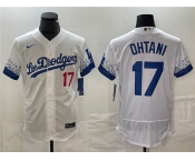 Men's Los Angeles Dodgers #17 Shohei Ohtani White City Connect Flex Base With Patch Stitched Baseball Jersey