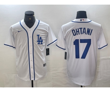 Men's Los Angeles Dodgers #17 Shohei Ohtani White Cool Base Stitched Baseball Jersey