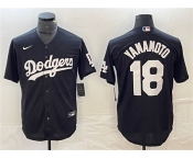 Men's Los Angeles Dodgers #18 Yoshinobu Yamamoto Black Cool Base Stitched Jersey