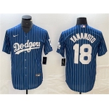 Men's Los Angeles Dodgers #18 Yoshinobu Yamamoto Navy Cool Base With Patch Stitched Jersey