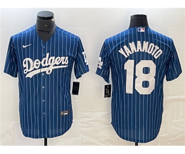 Men's Los Angeles Dodgers #18 Yoshinobu Yamamoto Navy Cool Base With Patch Stitched Jersey