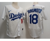 Mens Los Angeles Dodgers #18 Yoshinobu Yamamoto Nike White Home FlexBase Player Jersey