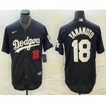 Men's Los Angeles Dodgers #18 Yoshinobu Yamamoto Number Black Stitched Cool Base Nike Jersey