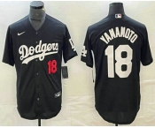 Men's Los Angeles Dodgers #18 Yoshinobu Yamamoto Number Black Stitched Cool Base Nike Jersey