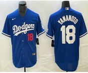 Men's Los Angeles Dodgers #18 Yoshinobu Yamamoto Number Blue Stitched Cool Base Nike Jersey