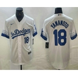 Men's Los Angeles Dodgers #18 Yoshinobu Yamamoto Number White 2021 City Connect Cool Base Stitched Jerseys