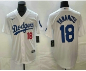 Men's Los Angeles Dodgers #18 Yoshinobu Yamamoto Number White Stitched Cool Base Nike Jersey