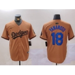 Men's Los Angeles Dodgers #18 Yoshinobu Yamamoto Olive Cool Base Limited Stitched Jersey