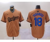 Men's Los Angeles Dodgers #18 Yoshinobu Yamamoto Olive Cool Base Limited Stitched Jersey