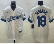 Men's Los Angeles Dodgers #18 Yoshinobu Yamamoto White 2021 City Connect Cool Base Stitched Jersey