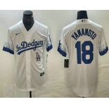 Men's Los Angeles Dodgers #18 Yoshinobu Yamamoto White 2021 City Connect Cool Base Stitched Jerseys