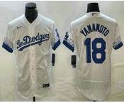 Men's Los Angeles Dodgers #18 Yoshinobu Yamamoto White 2022 City Connect Flex Base Stitched Jersey