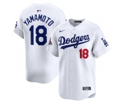 Men's Los Angeles Dodgers #18 Yoshinobu Yamamoto White 2024 World Series Champions Home Limited Stitched Baseball Jersey