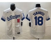 Men's Los Angeles Dodgers #18 Yoshinobu Yamamoto White City Connect Flex Base Stitched Baseball Jersey