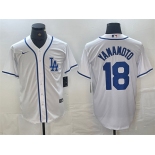 Men's Los Angeles Dodgers #18 Yoshinobu Yamamoto White Cool Base Stitched Baseball Jersey