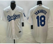 Men's Los Angeles Dodgers #18 Yoshinobu Yamamoto White Stitched Cool Base Nike Jersey