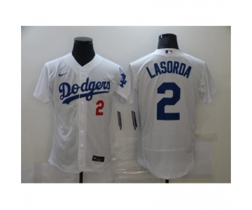 Men's Los Angeles Dodgers #2 Lasorda Nike White Jersey