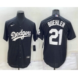 Men's Los Angeles Dodgers #21 Walker Buehler Black Turn Back The Clock Stitched Cool Base Jersey