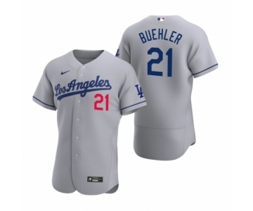 Men's Los Angeles Dodgers #21 Walker Buehler Nike Gray Authentic 2020 Road Jersey