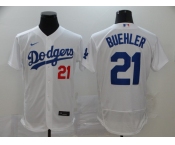 Men's Los Angeles Dodgers #21 Walker Buehler White Home Flex Base Authentic Collection Baseball Jersey