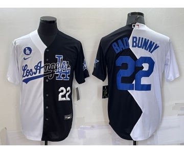 Men's Los Angeles Dodgers #22 Bad Bunny White Black Number 2022 Celebrity Softball Game Cool Base Jerseys