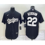 Men's Los Angeles Dodgers #22 Clayton Kershaw Black Turn Back The Clock Stitched Cool Base Jersey