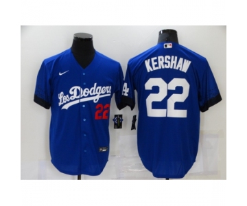 Men's Los Angeles Dodgers #22 Clayton Kershaw Blue Game City Player Jersey