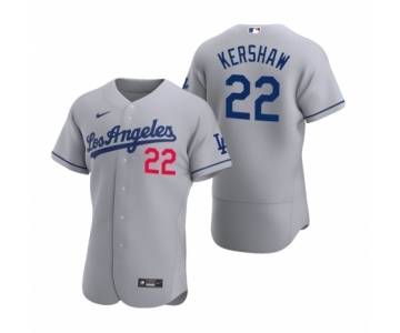 Men's Los Angeles Dodgers #22 Clayton Kershaw Nike Gray Authentic 2020 Road Jersey