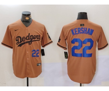 Men's Los Angeles Dodgers #22 Clayton Kershaw Number Olive Cool Base Limited Stitched Jerseys