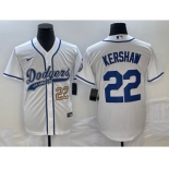 Men's Los Angeles Dodgers #22 Clayton Kershaw Number White Cool Base Stitched Baseball Jersey