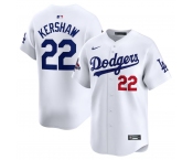 Men's Los Angeles Dodgers #22 Clayton Kershaw White 2024 World Series Champions Home Limited Stitched Baseball Jersey