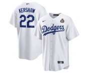 Men's Los Angeles Dodgers #22 Clayton Kershaw White 2024 World Series Cool Base Stitched Baseball Jersey