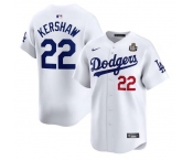 Men's Los Angeles Dodgers #22 Clayton Kershaw White 2024 World Series Home Limited Stitched Baseball Jersey