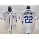 Men's Los Angeles Dodgers #22 Clayton Kershaw White Cool Base Stitched Baseball Jersey