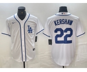 Men's Los Angeles Dodgers #22 Clayton Kershaw White Cool Base Stitched Baseball Jersey