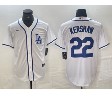 Men's Los Angeles Dodgers #22 Clayton Kershaw White Cool Base Stitched Baseball Jersey