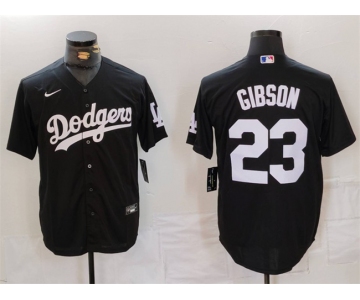 Men's Los Angeles Dodgers #23 Kirk Gibson Black Cool Base Stitched Baseball Jersey