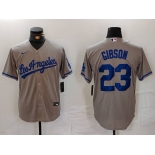 Men's Los Angeles Dodgers #23 Kirk Gibson Grey With los Cool Base Stitched Jersey