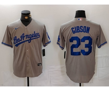 Men's Los Angeles Dodgers #23 Kirk Gibson Grey With los Cool Base Stitched Jersey