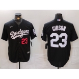 Men's Los Angeles Dodgers #23 Kirk Gibson Number Black Cool Base Stitched Jersey