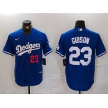 Men's Los Angeles Dodgers #23 Kirk Gibson Number Blue Cool Base Stitched Jersey