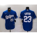 Men's Los Angeles Dodgers #23 Kirk Gibson Number Blue Cool Base Stitched Jerseys