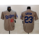 Men's Los Angeles Dodgers #23 Kirk Gibson Number Grey Cool Base Stitched Jersey