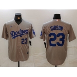 Men's Los Angeles Dodgers #23 Kirk Gibson Number Grey Cool Base Stitched Jerseys