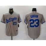 Men's Los Angeles Dodgers #23 Kirk Gibson Number Grey With los Cool Base Stitched Jerseys