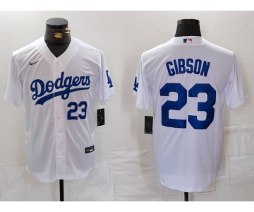 Men's Los Angeles Dodgers #23 Kirk Gibson Number White Cool Base Stitched Jerseys