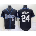 Men's Los Angeles Dodgers #24 Kobe Bryant Black With Patch Cool Base Stitched Baseball Jersey1