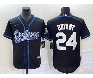 Men's Los Angeles Dodgers #24 Kobe Bryant Black With Patch Cool Base Stitched Baseball Jersey